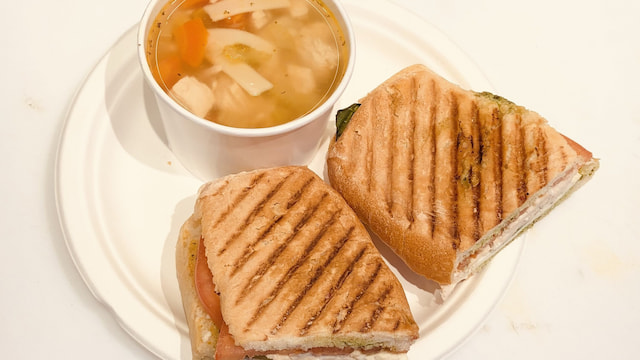 Fresh Mozzarella panini and Small Soup of The Day