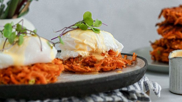 Lox Egg Benedict on Potato Latkes